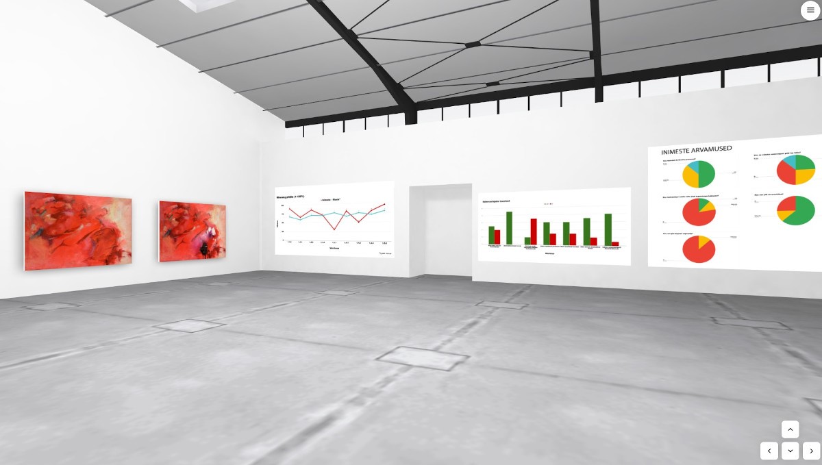 Janne Lias, Maali näitus, näitusevaade. Kunstmatrix keskkond, 2020.